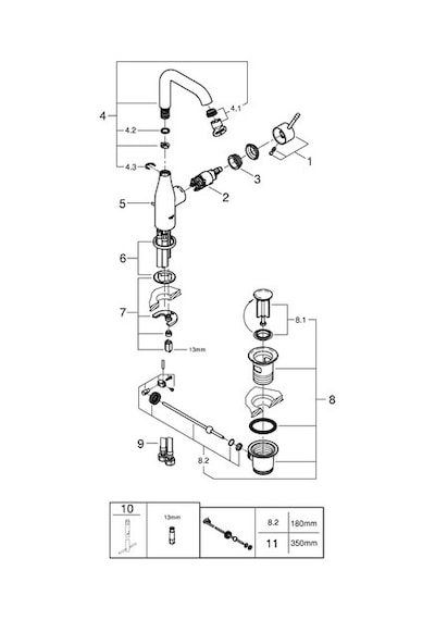 Grohe Essence Tek Kumandalı Lavabo Bataryası L - 24174001 Gümüş