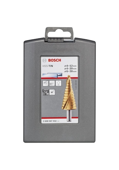Bosch HSS-TiN 3'lü Pro-box 4-12.4-20.6-30 mm Kademeli Delme Ucu Seti - 2608587432