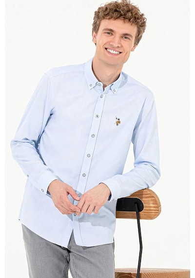 U.S. Polo Assn. Erkek Slim Fit Pamuklu Gömlek 1571695 Açık Mavi