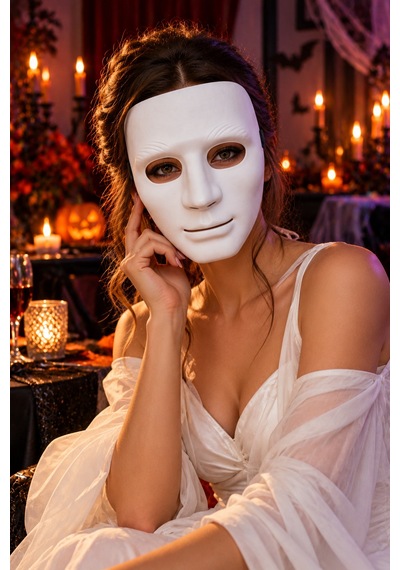 Halloween Boyanabilir Beyaz Anonim Erkek Yüz Maskesi Cadılar Bayramı Partileri Kostüm Aksesuarı