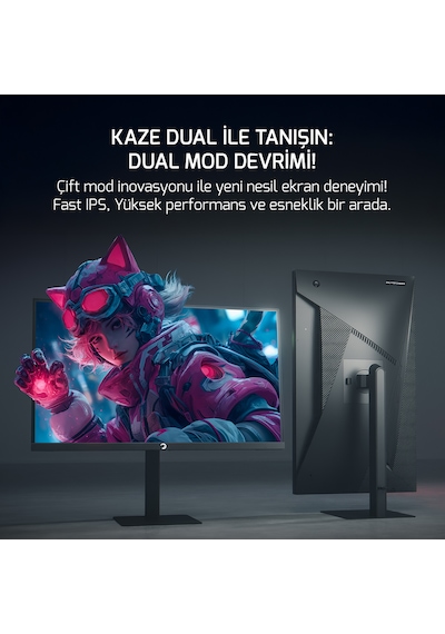 Gamepower Kaze Dual 27'' 0.5ms 4k 160hz - Fhd 320hz Fast Ips Pivot Dual Mod Gaming Monitör  Ölü Piksel Garantili