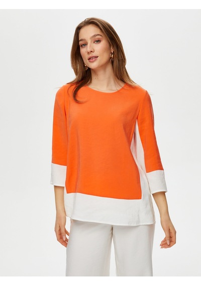 Faik Sönmez Renk Bloklu Modallı Tunik S25tnk013 Us25tnk01361 Orange Turuncu