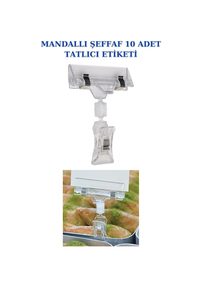 Şeffaf Mandallı Tatlıcı Etiketi 10 Adet