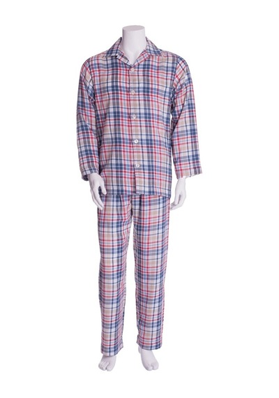 The Don Kırmızı Lacivert Asorti Ekose Desenli Poplin Erkek Pijama