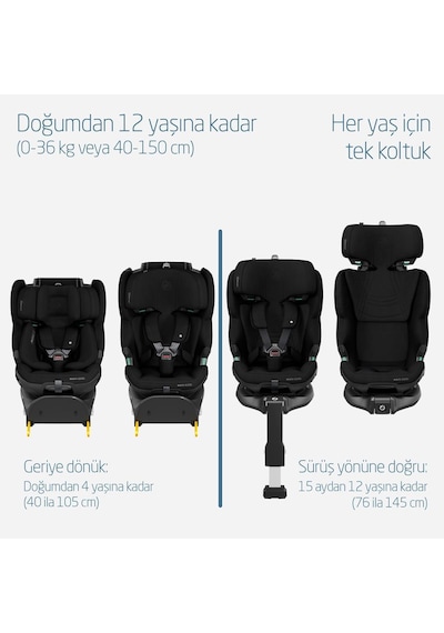 Maxi-Cosi Emerald 360 Pro I-Size Dünyanın Ilk Kızaklı, Araç Dışına Çıkabilen Isofix'li 360 Dönebilir Yatabilir 0-36 kg Bebek Oto Koltuğu