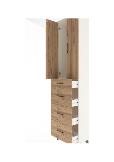 Arges Dolap Tek Raflı 4 Çekmeceli 2 Kapaklı 60x30x243 Aytaşı-çam Aytaşı