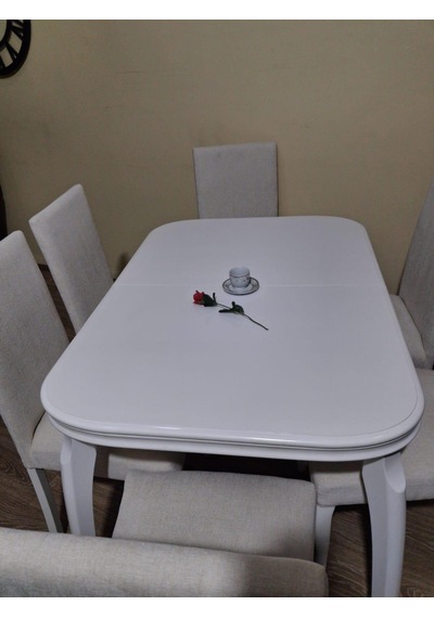 Masa Sandalye 90645 Muz Model Kayın Muz Açılır Parlak Lake Beyaz Giydirme Sandalye Beyaz