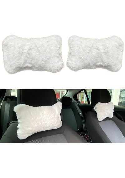 Yumuşak Peluşlu Ortopedik Araba Seyahat Boyun Yastığı 2& 39li Beyaz Çok Renkli