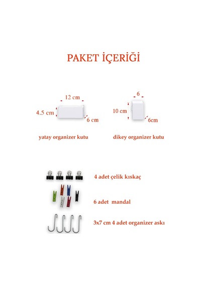 Beyaz Aksesuar Seti Tel Pano Metal Pano İçin