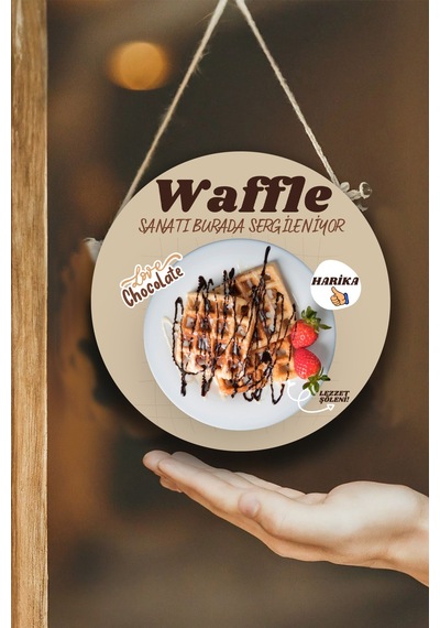 Waffle Salonu Duvar, Kapı, Çift Taraflı Askılı Pano Karşılama Tabelası, Waffle Dükkan Süsü