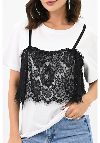 Kadın Dantel Detaylı T-shirt 1772-24 001