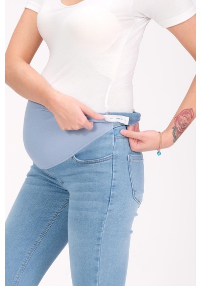 Busa Hamile Esnek Karın Bantlı Skinny Kot Pantolon Açık Mavi-açık Mavi