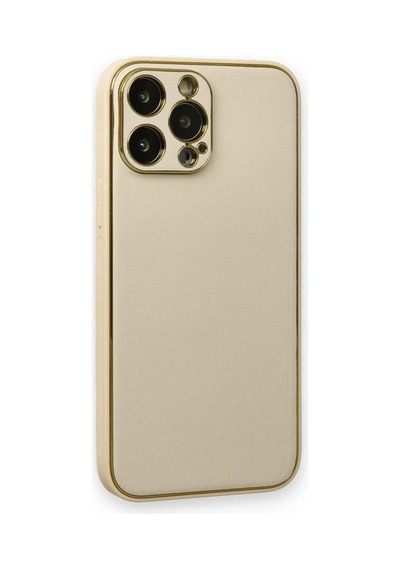 Apple, Uyumlu iPhone 13 Pro Kılıf Coco Deri Silikon Kapak - Gold