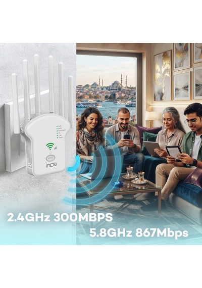 Inca Ire-1200 1200mbps Wi-fi Sinyal Güçlendirici Menzil Genişletici Repeater Dual Band
