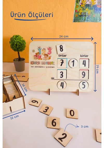 İlkokul Matematik + Eğitici Çıkarma İşlemi Ahşap Oyuncak Etkinlik Seti + Kolay Öğrenme Rakam Bultak