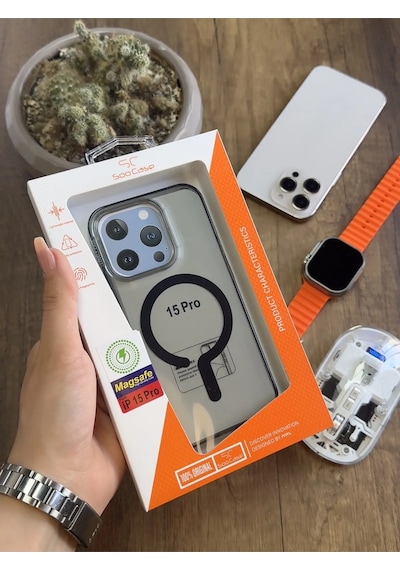 Apple iPhone 15 Pro Magsafe Uyumlu Silikon Kılıf Soocase661 Siyah