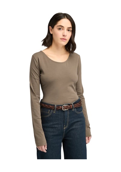Timberland Long-sleeve Slım Fıt Tee Bayan T-shırt Tb0a5zhqbk01 Kahverengi