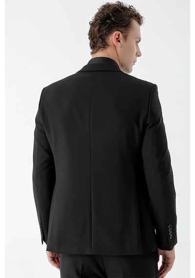 Morven Erkek Basic Düz Slim Fit Takım Elbise Gömlek + Kravat - Siyah Morven Erkek Basic Düz Slim Fit Takım Elbise Gömlek + Kravat - Siyah