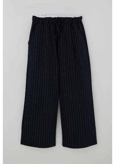 Breeze Kız Çocuk Pantolon Pinstripe Çizgili Çift Bel Detaylı 8-14 Yaş, Lacivert