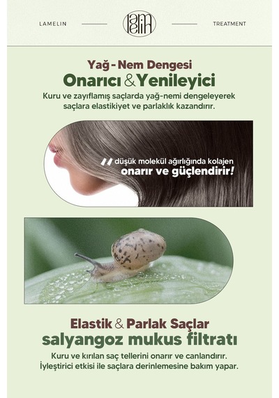 Lamelin Collagen İçeren Onarıcı Saç Bakım Maskesi Lamelin Bio Solution Salon Treatment 500 ml