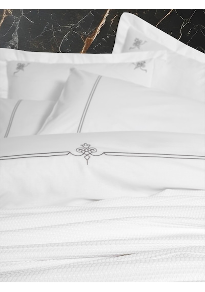 Cotton Box Classic Çeyizlik Çift Kişilik Pikeli Nevresim Takımı Güher Beyaz Beyaz