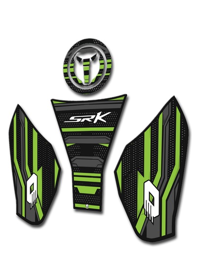 Qjmoto Srk125 Tank Pad Seti Karbon Yeşil