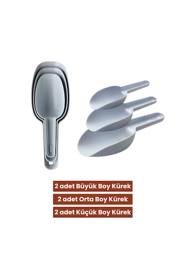 6 Adet Baharat Küreği, Un Şeker Bakliyat Kakao Mama Deterjan Erzak Kaşığı 6 Lı Set 2x 3 Boy Yeşil Yeşil