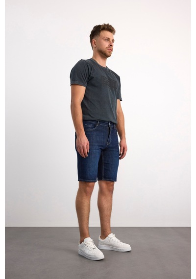 Vigoss 90336-73605 Erkek Comfort Mıd Waıst Denim Şort 90336-73605 Koyu Mavi - Siyah