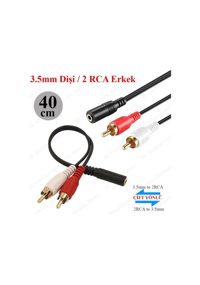 Feriot 3.5mm Stereo Dişi (f) To 2 X Rca Erkek (m)  Ses Kablosu