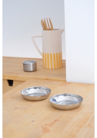Çelik 11,5 Cm Atıştırmalık Sosluk 2'li Mini Tabak Metal - 692212829 Metal