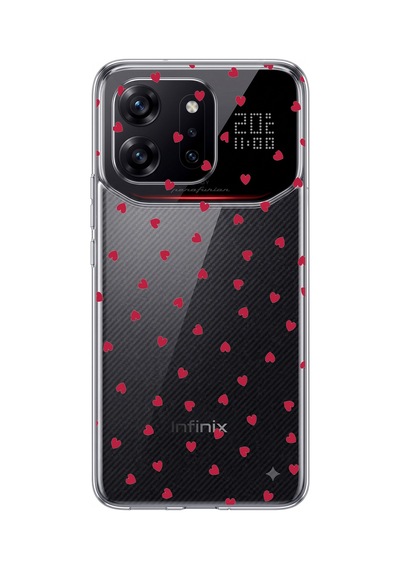 Infinix Note 60 Ultra Uyumlu Kırmızı Kalpler Tasarımlı Baskılı Silikon Kılıf Renkli