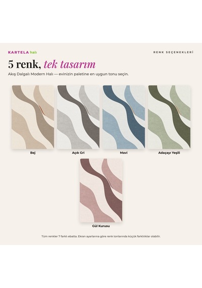Kartela Halı Akış Dalgalı Modern Halı Bej Kaymaz Taban Makinede Yıkanabilir Salon Halısı 120x180 Cm