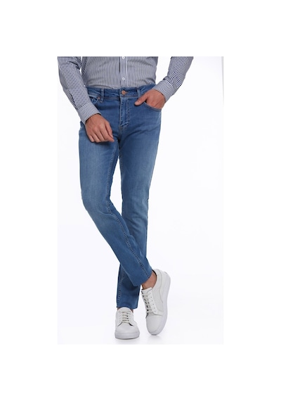Hatemoğlu Mavi Slim Fit Düşük Bel Düz Paça Basic Kot Pantolon Mavi