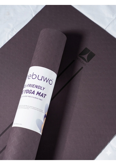 Rebuwo Tpe Yoga Matı 5 Mm Kaymaz Pilates Matı Çevre Dostu Profesyonel Egzersiz Matı Mürdüm