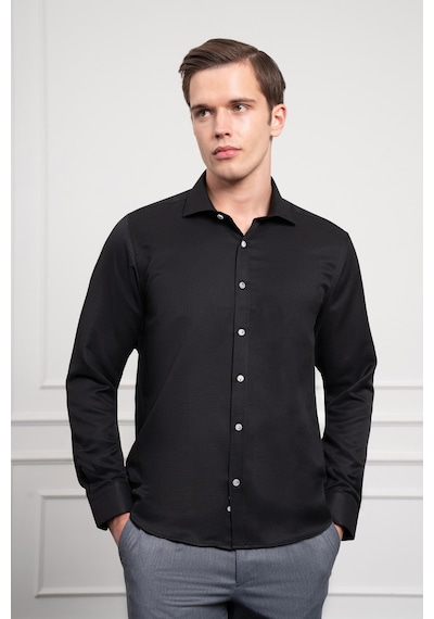 Morven Erkek Siyah Trend İtalyan Yaka Slim Fit Dar Kesim Gömlek 25mc004017001 Siyah Siyah