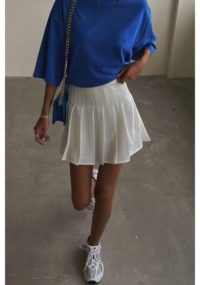 Madmext Mad Girls Beyaz Pileli Etek Mg1385