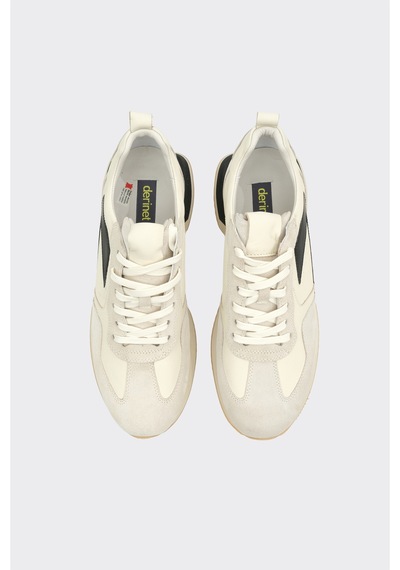 Derinet Hakiki Deri Comfort Erkek Sneaker Bej Bej