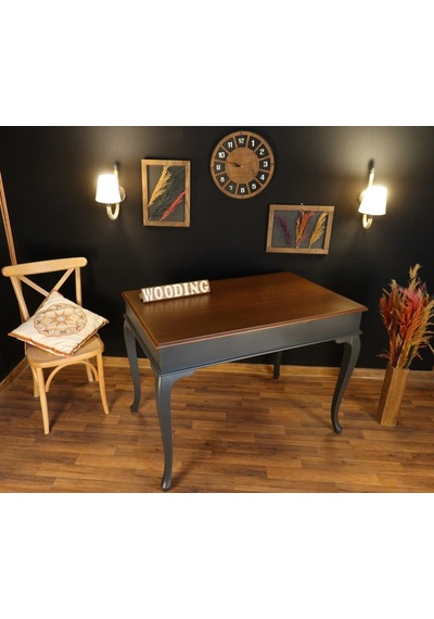 Wooding-Mobilya Wooding 100 Cm Masif Antrasit Ceviz Yemek Masası