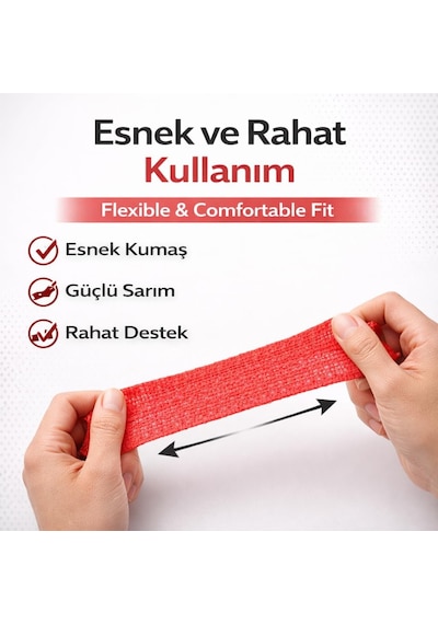 Tr Sarı Elastik Bandaj Çok Amaçlı Spor Ve Veteriner Bandajı, Esnek Destek Sargısı, Bilek Diz Ayak Ve Kas Koru