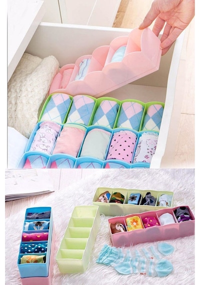 Çekmece İçi Çorap Kravat Aksesuar Düzenleyici 5 Bölmeli Organizer Beyaz