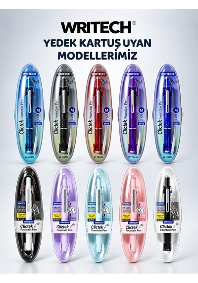 Clictek Dolma Kalem Mürekkep Kartuşu Mavi 5'li Yedek Kartuş Diğer
