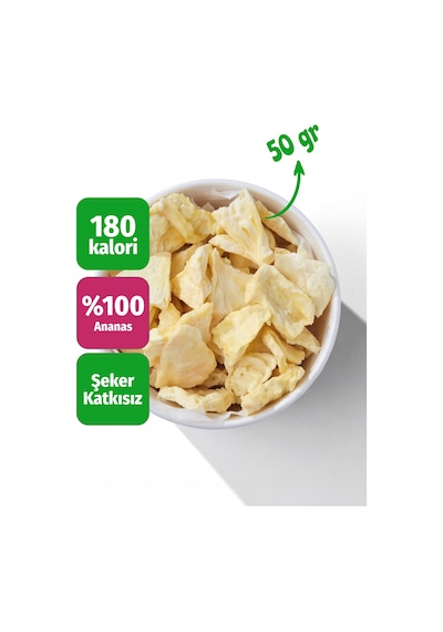 Freeze Dried Ananas Dondurularak Kurutulmuş Meyve Cipsi 50 G