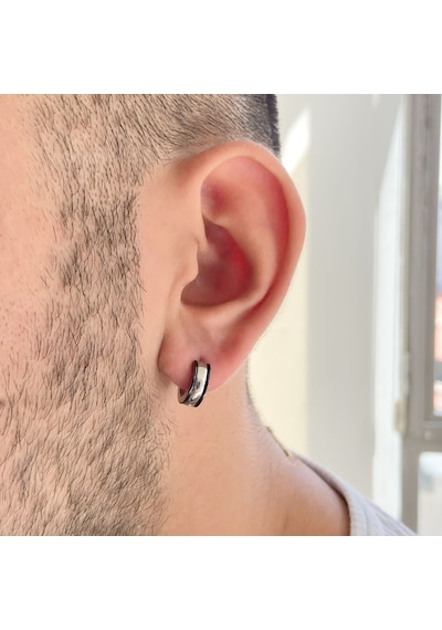 FerizZ 316L Çelik Çift Renk 5mm Halka Küpe UNK-701 Beyaz