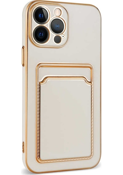 Zeyline Apple Uyumlu iPhone 12 Pro Max Zore Bark Kartlıklı Kapak-beyaz