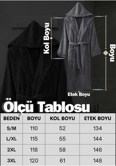 Kapüşonlu Bornoz Doğa Antrasit 3xl Antrasit