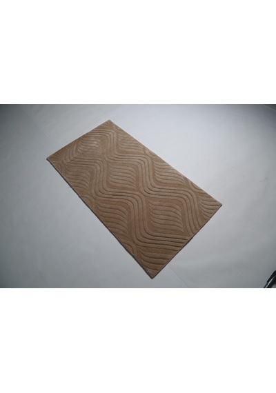 Çam Halı Emboss Jr10 Bej Modern Desen Yeni Zellanda Yünü Ve Viskon El Dokuması Halı - 80x150 Bej
