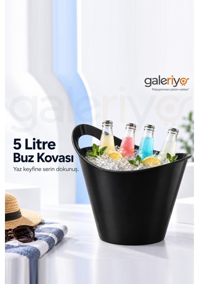 Galeriyo 5 Lt. İçecek Ve Buz Kovası Taşınabilir Sıyah Siyah