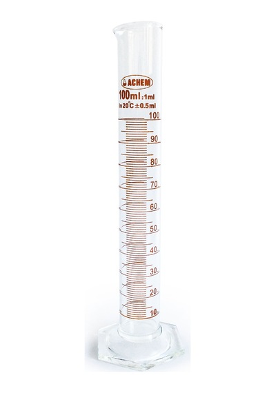 ACHEM 100ml Cam Mezür Uzun Form Kırmızı Skala