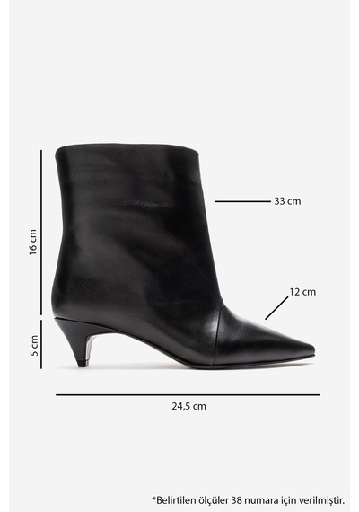 Luvishoes Amara Siyah Cilt Hakiki Deri Kadın Kısa Topuklu Bot Siyah