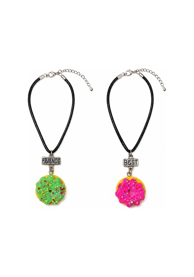 Çocuklar İçin Donut Figürlü Best Friends İkili Arkadaşlık Kolyesi Hediye Çok renkli